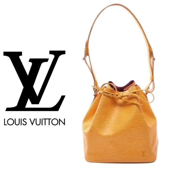 Louis Vuitton Authentic Tassil Epi Noe Leather Bucket Bag shoulder Purple Yellow - Picture 1 of 3